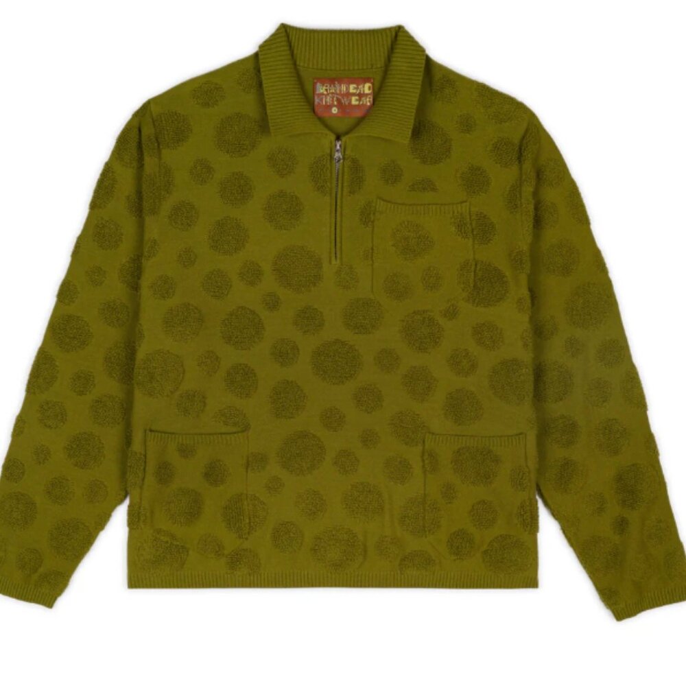 Brain Dead Dot Half Zip Sweater - Moss